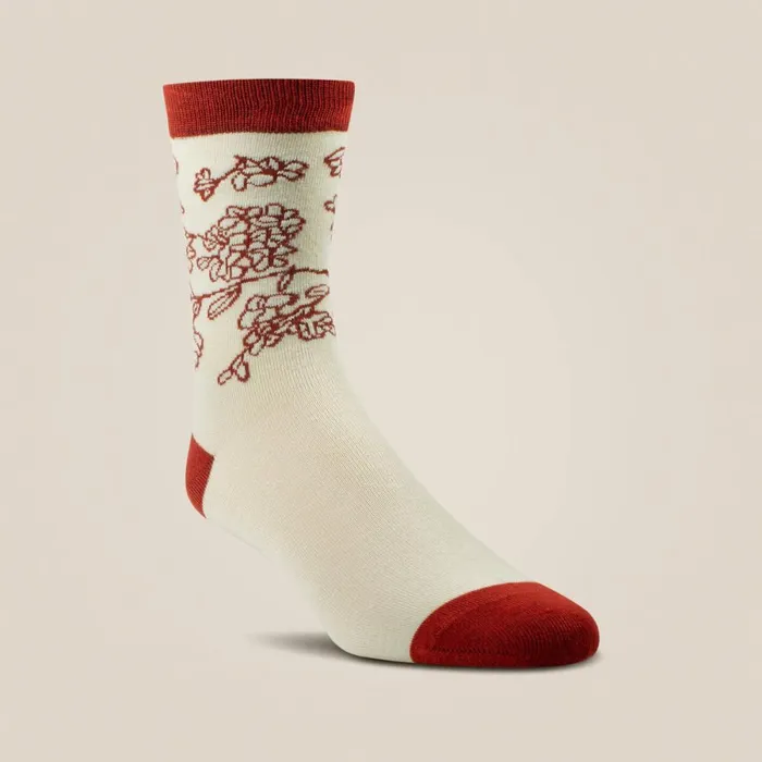 Charm Crew Socks Burnt Brick Toile Women Ariat Socks Charm Crew Socks Burnt Brick Toile Women Ariat Socks