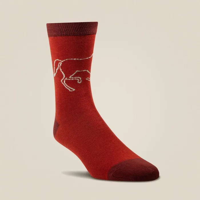 Charm Crew Socks Burnt Brick Toile Women Ariat Socks Charm Crew Socks Burnt Brick Toile Women Ariat Socks