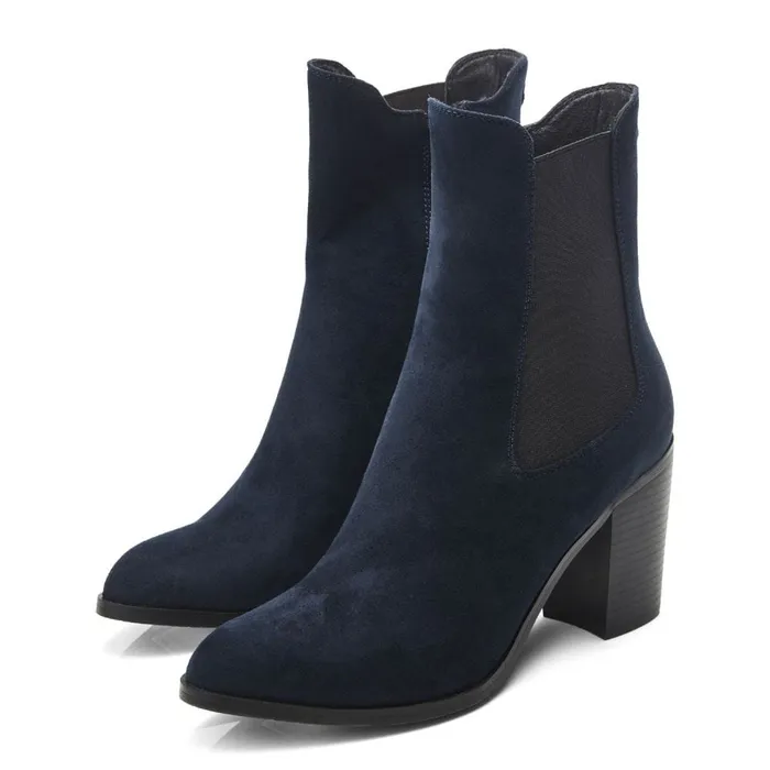 Chelsea Boots Women Moda In Pelle Briee Navy Alcantara