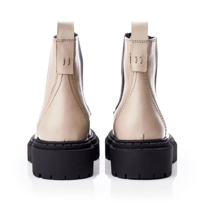 Chelsea Boots Women Moda In Pelle Shoon Sh Santos Taupe Leather