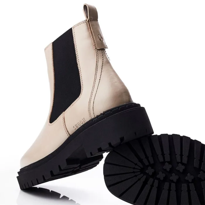 Chelsea Boots Women Moda In Pelle Shoon Sh Santos Taupe Leather