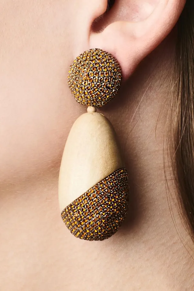 Christina Earrings 8211 Wood Crystals Women Sachin and Babi Earrings
