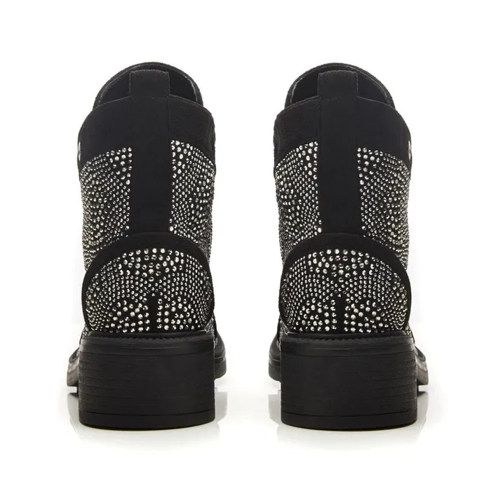 Chunky Boots Women Moda In Pelle Aleyza Black Alcantara
