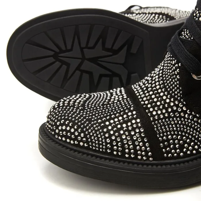 Chunky Boots Women Moda In Pelle Aleyza Black Alcantara