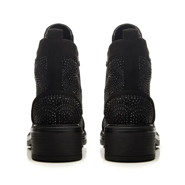 Chunky Boots Women Moda In Pelle Aleyza Jet Black Alcantara