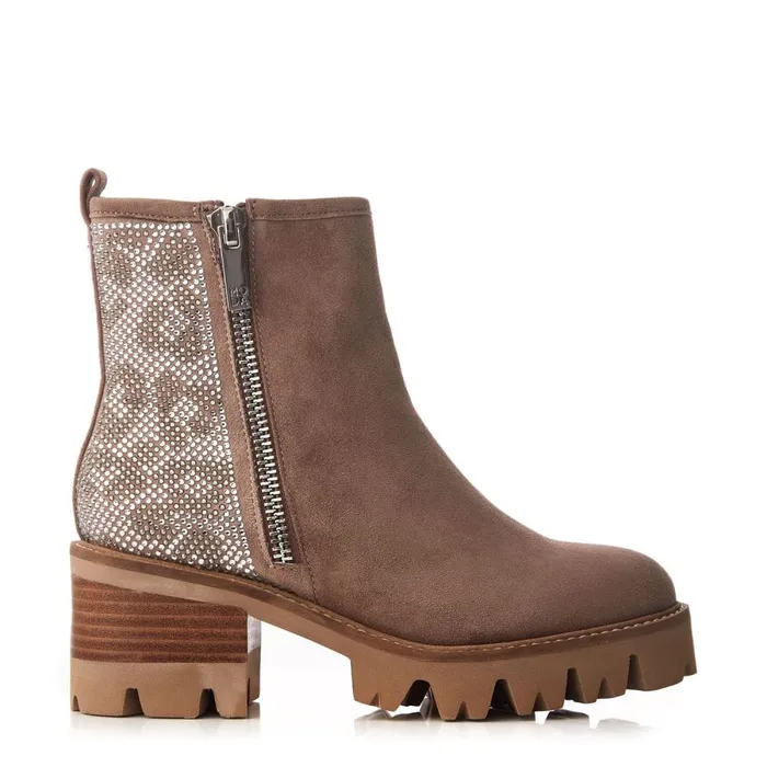 Chunky Boots Women Moda In Pelle Angeli Stone Suede