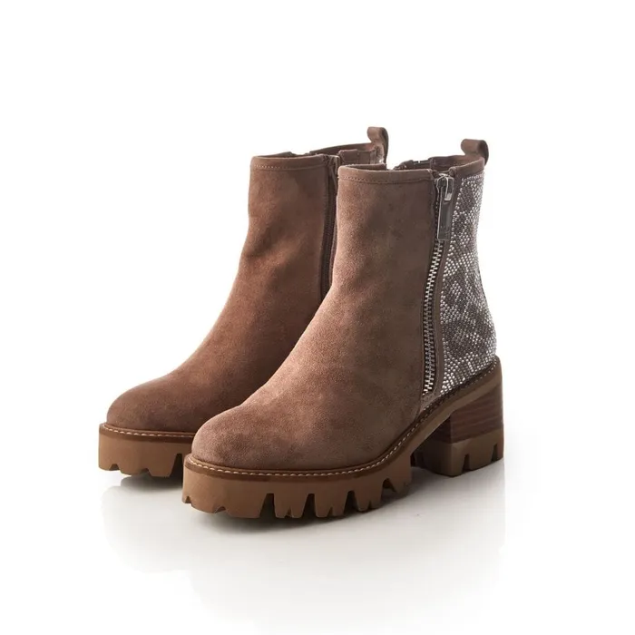 Chunky Boots Women Moda In Pelle Angeli Stone Suede