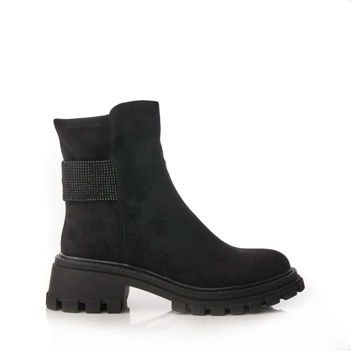 Chunky Boots Women Moda In Pelle Arilen Black Alcantara