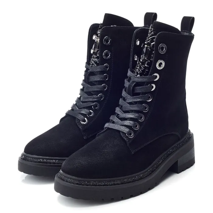 Chunky Boots Women Moda In Pelle Onzaines Black Porvair