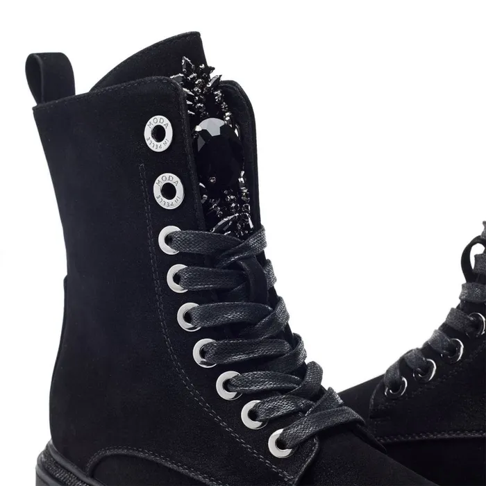 Chunky Boots Women Moda In Pelle Onzaines Black Porvair