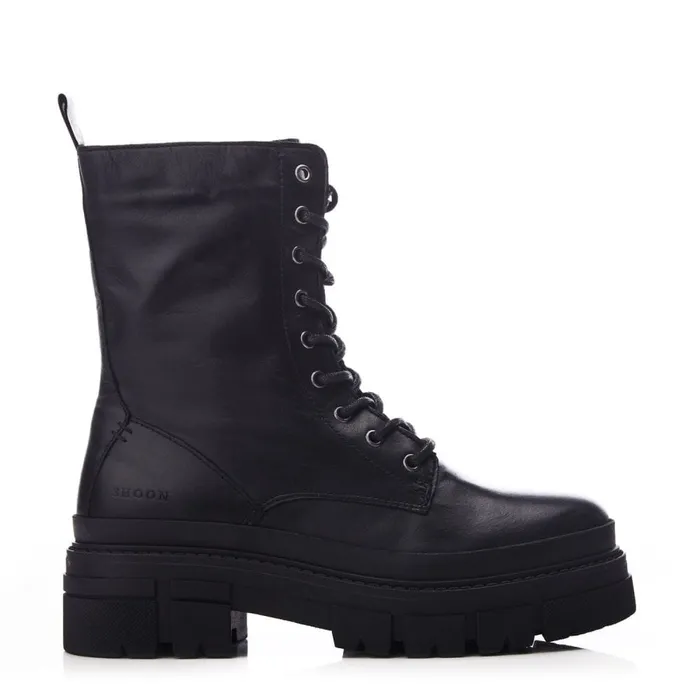 Chunky Boots Women Moda In Pelle Shoon Sh Impress Black Leather