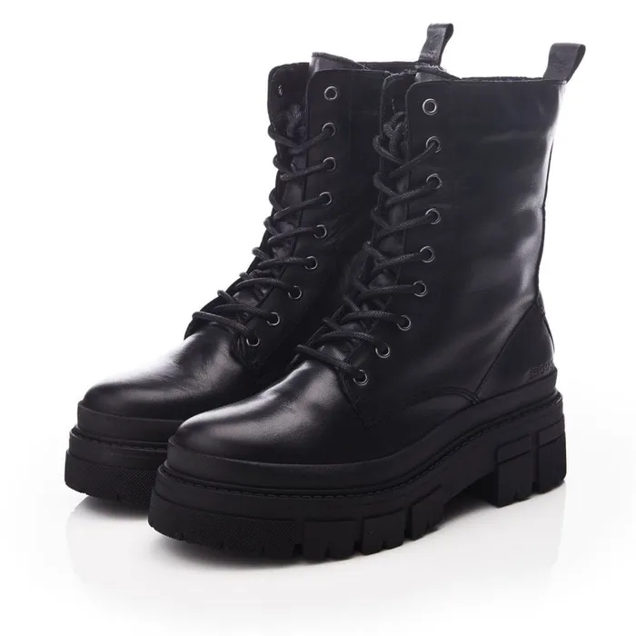 Chunky Boots Women Moda In Pelle Shoon Sh Impress Black Leather