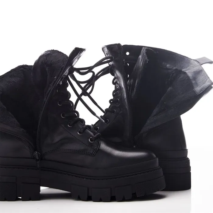 Chunky Boots Women Moda In Pelle Shoon Sh Impress Black Leather
