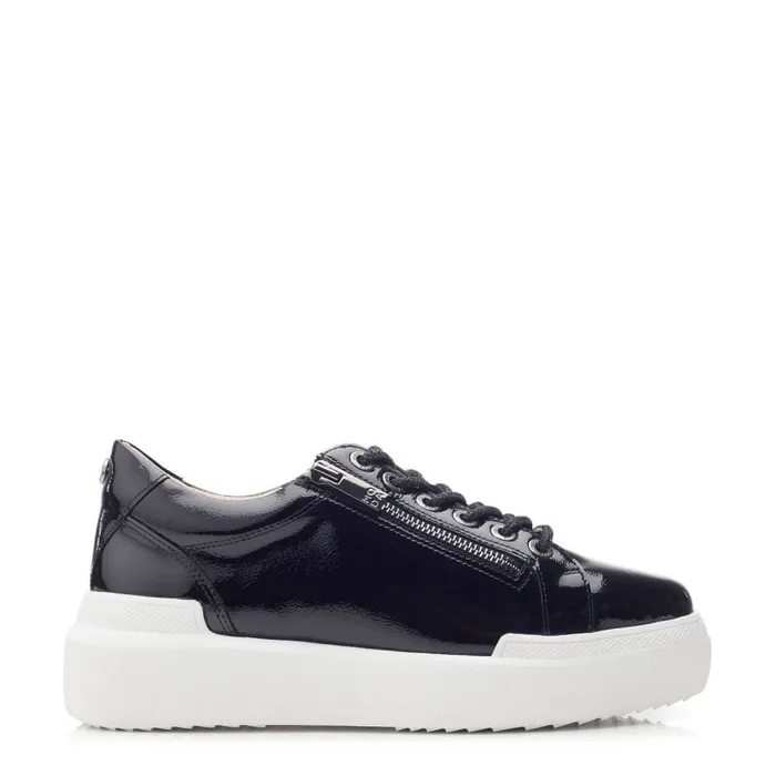 Chunky Trainers Women Moda In Pelle Banquette Black Patent Leather