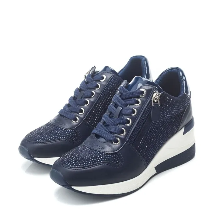 Chunky Trainers Women Moda In Pelle Brookie Navy Porvair