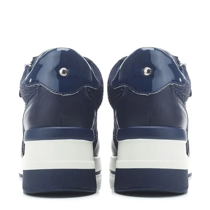 Chunky Trainers Women Moda In Pelle Brookie Navy Porvair