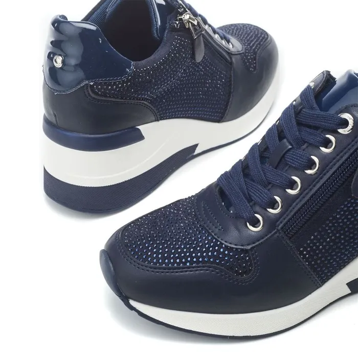 Chunky Trainers Women Moda In Pelle Brookie Navy Porvair