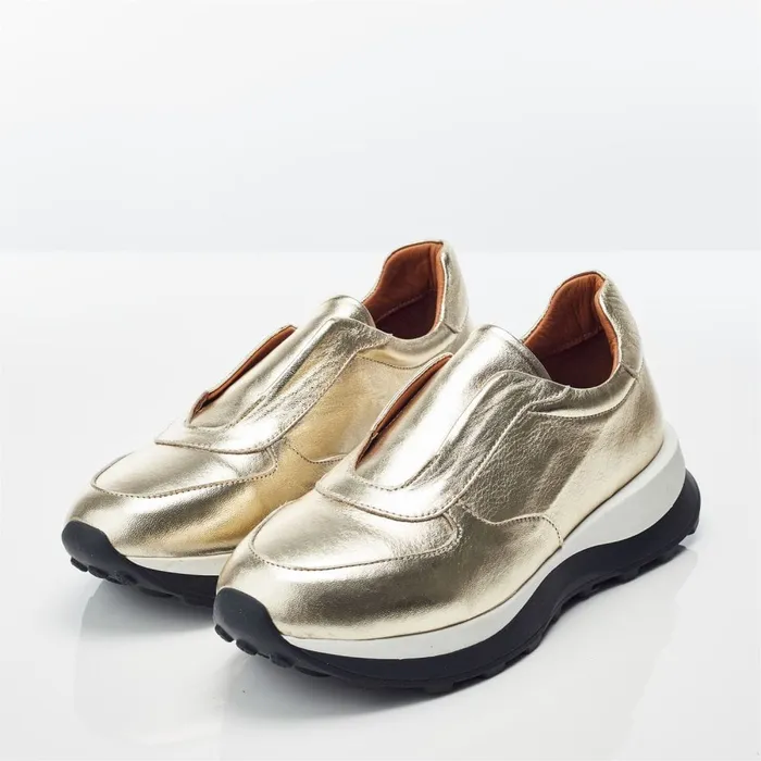 Chunky Trainers Women Moda In Pelle Bsoleful BBristol Gold Leather