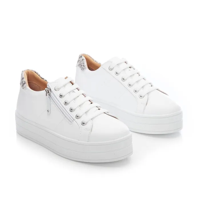 Chunky Trainers Women Moda In Pelle Bsoleful BGlazie White 8211 Snake Leather