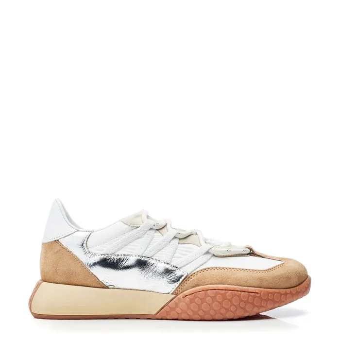 Chunky Trainers Women Moda In Pelle Fierla Silver Leather
