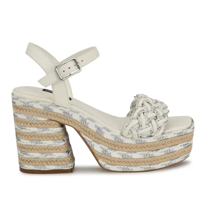 Cinka Woven Platform Sandals Whitesilver Women Nine West Platforms