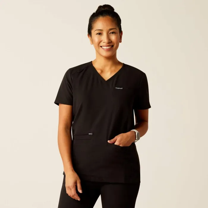 Clara 6 Pocket Scrub Top Black Women Ariat Scrubs