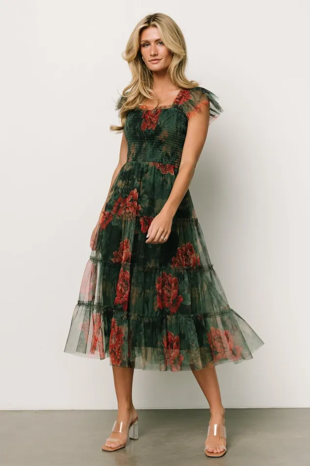 Clementine Tulle Midi Dress Dark Green Floral Women Baltic Born Tulle Styles Clementine Tulle Midi Dress Dark Green Floral Women Baltic Born Tulle Styles