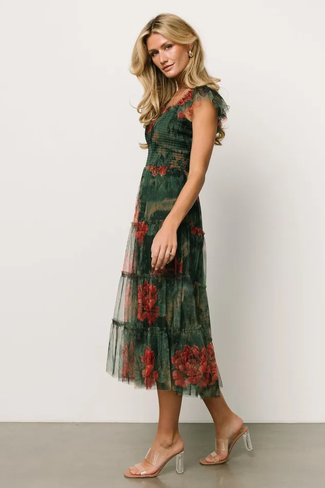 Clementine Tulle Midi Dress Dark Green Floral Women Baltic Born Tulle Styles Clementine Tulle Midi Dress Dark Green Floral Women Baltic Born Tulle Styles