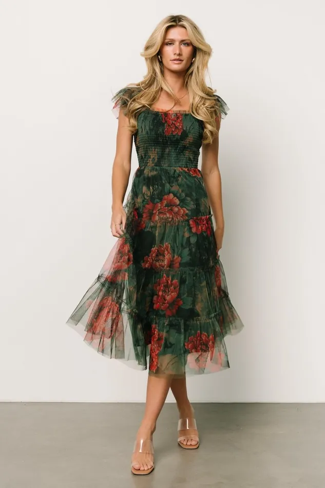 Clementine Tulle Midi Dress Dark Green Floral Women Baltic Born Tulle Styles Clementine Tulle Midi Dress Dark Green Floral Women Baltic Born Tulle Styles