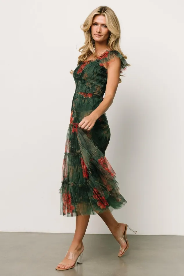 Clementine Tulle Midi Dress Dark Green Floral Women Baltic Born Tulle Styles Clementine Tulle Midi Dress Dark Green Floral Women Baltic Born Tulle Styles