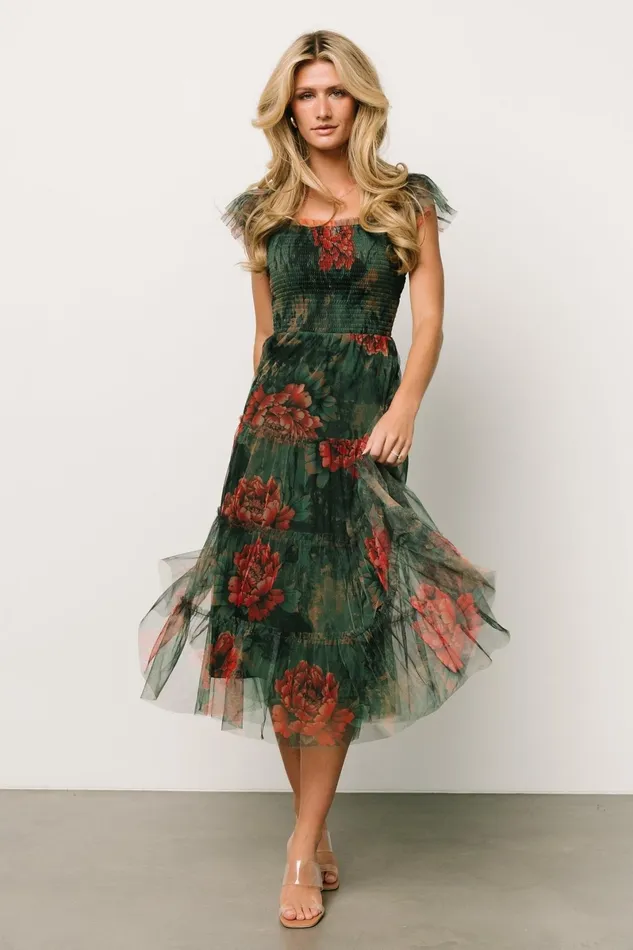 Clementine Tulle Midi Dress Dark Green Floral Women Baltic Born Tulle Styles Clementine Tulle Midi Dress Dark Green Floral Women Baltic Born Tulle Styles