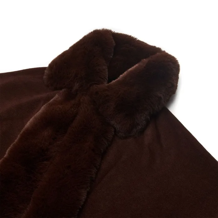 Clothing Women Moda In Pelle Frayaponcho Dark Brown Faux Fur Clothing Women Moda In Pelle Frayaponcho Dark Brown Faux Fur