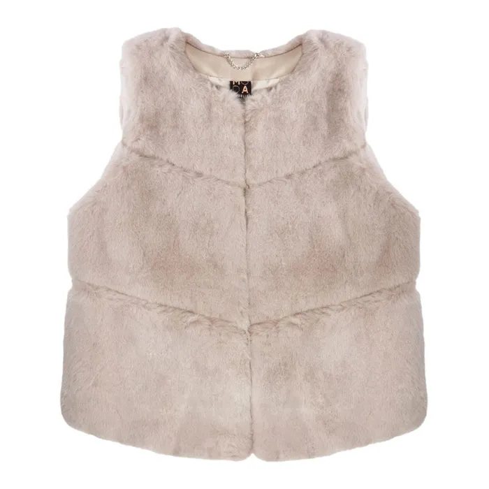 Clothing Women Moda In Pelle Giovannagilet Cream Faux Fur