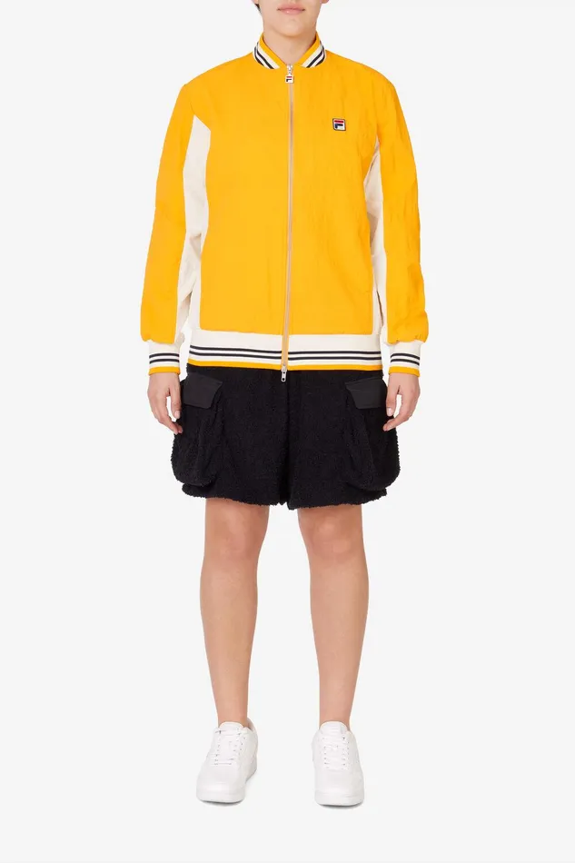 Coats and Jackets Men Fila Crinkled Settanta Jacket 720 Yellow White