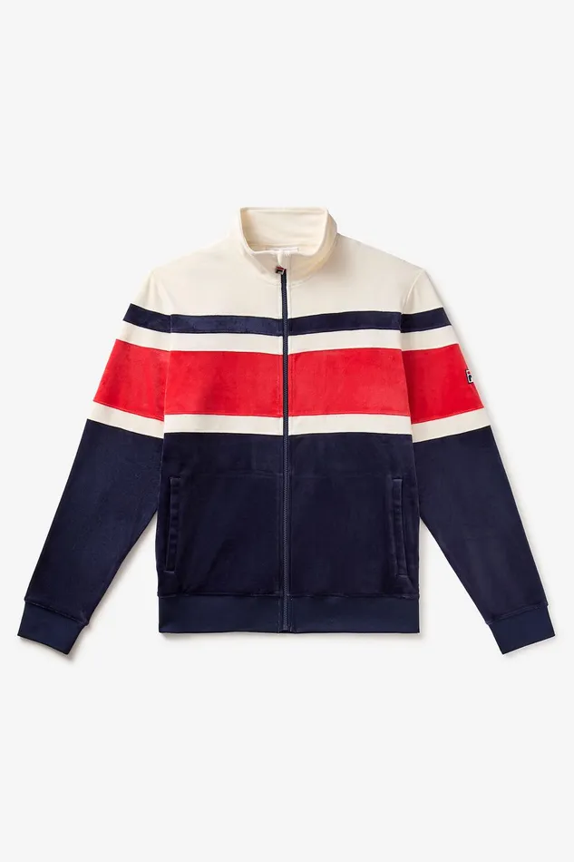 Coats and Jackets Men Fila Smart Retro Velour Blocked Track Jacket 488 Fila Navygardeniafila Red