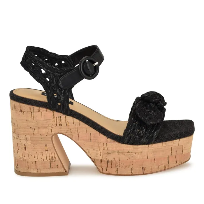 Comiele Platform Sandals Black Raffia Women Nine West Platforms