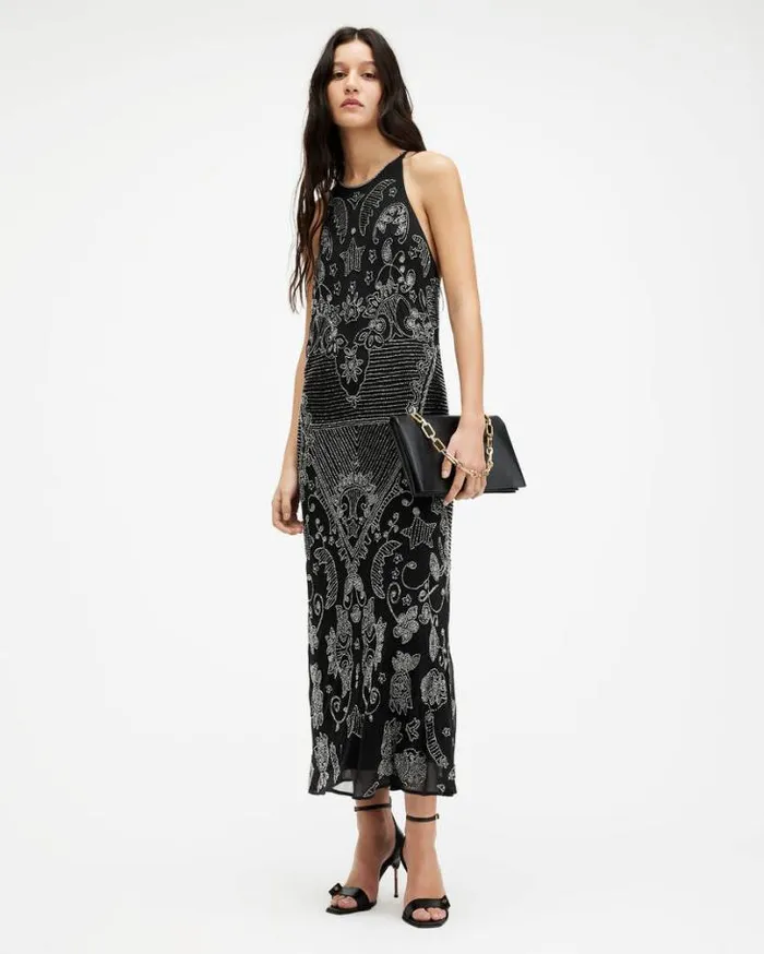 Coralie Embellished Maxi Dress Black Women AllSaints Dresses