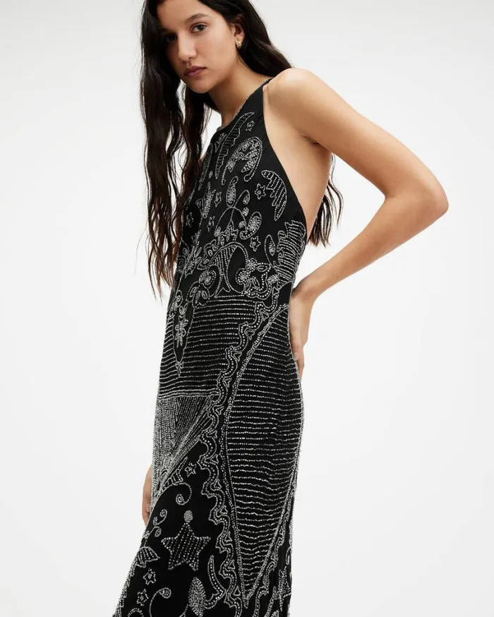 Coralie Embellished Maxi Dress Black Women AllSaints Dresses