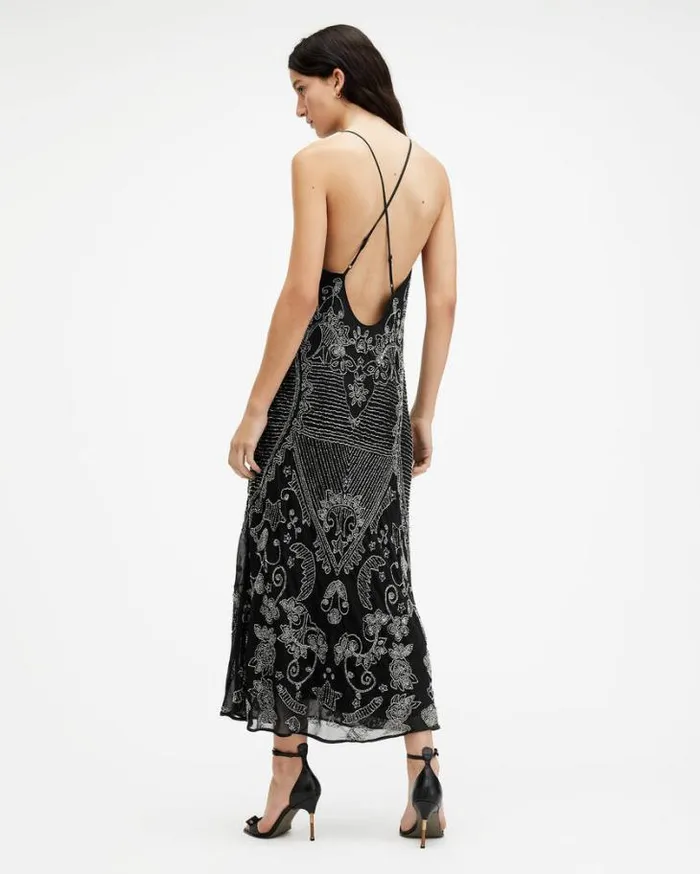 Coralie Embellished Maxi Dress Black Women AllSaints Dresses