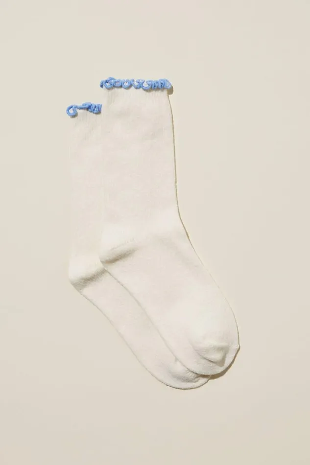 Cotton On AccessoriesandSlippers Slouch Bed Sock French Vanilla 8211 Women