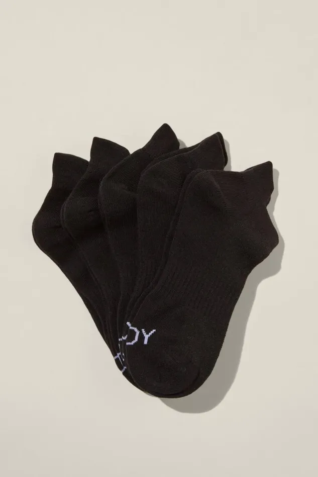 Cotton On Accessories Body 5Pk Ankle Sport Sock Black 8211 Women