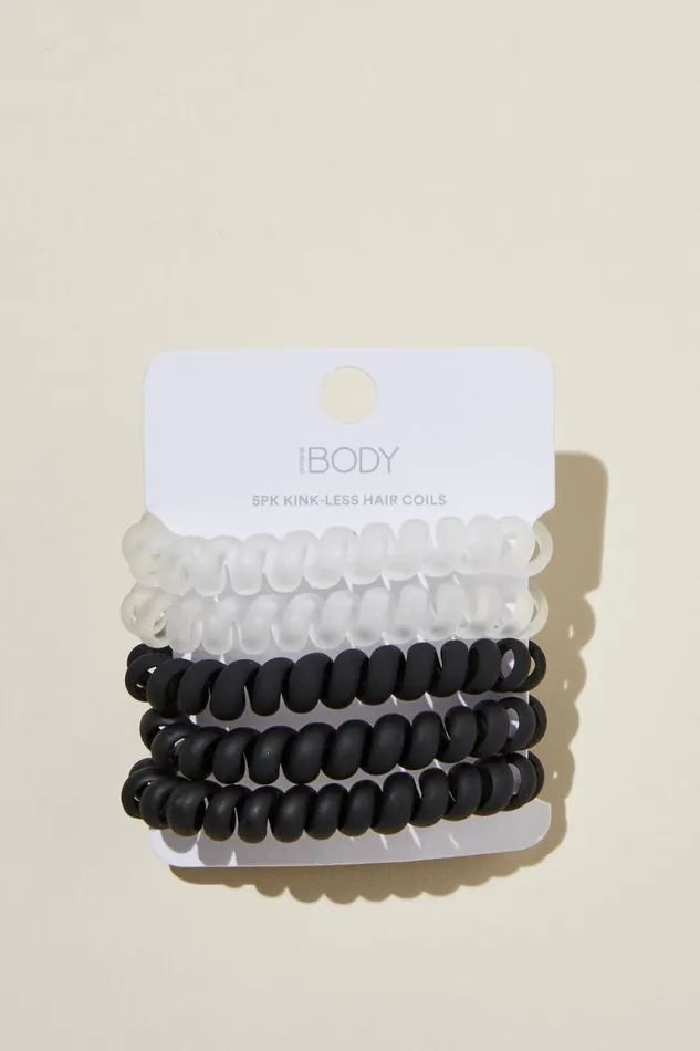 Cotton On Accessories Coil Hair Ties 5Pk Blackclear 8211 Women