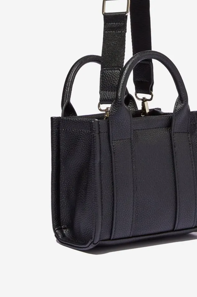 Cotton On BagsandBagCharms The Mini Stand By Tote Black Pebble 8211 Women