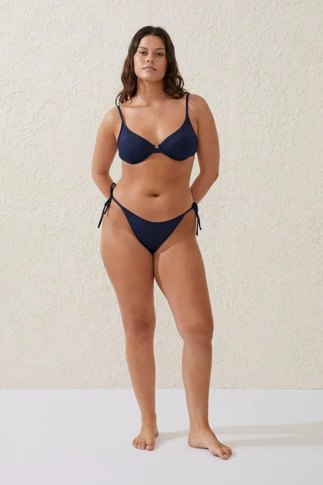Cotton On Bikinis Fixed Tie Side Brazilian Bikini Bottom Midnight 8211 Women