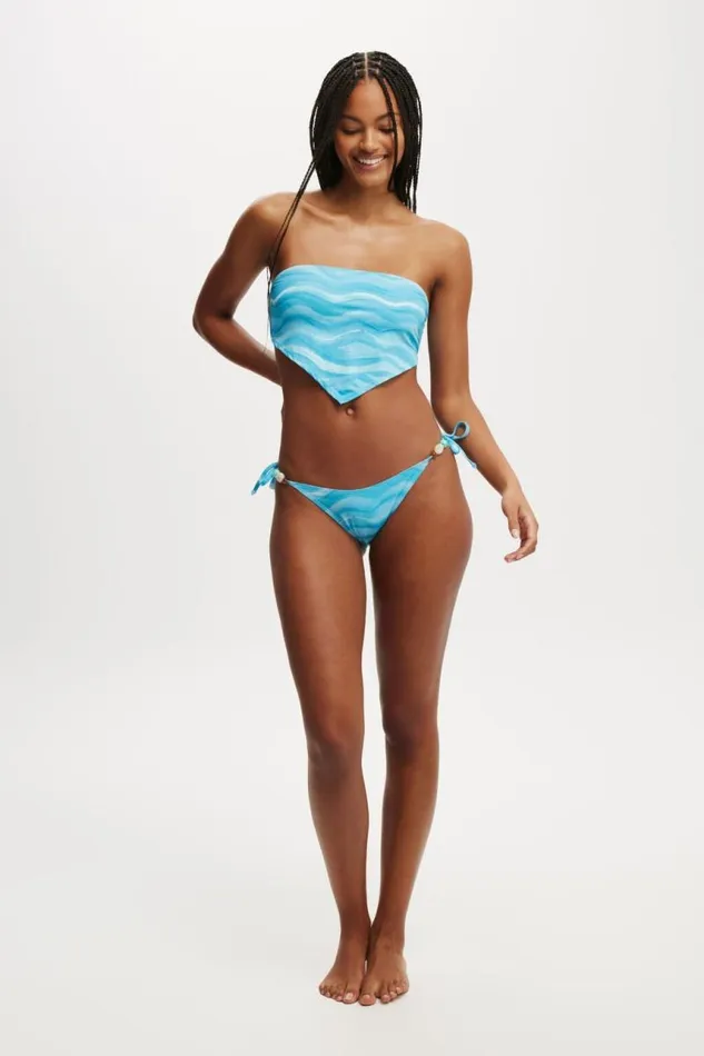Cotton On Bikinis Fixed Tie Side Brazilian Bikini Bottom Watercolour Blues 8211 Women