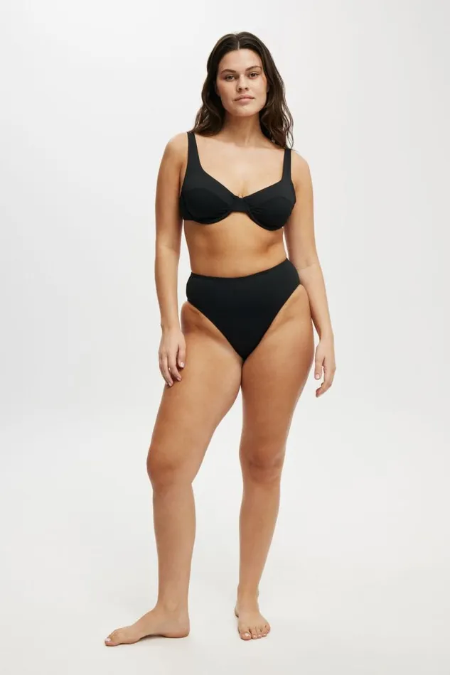 Cotton On Bikinis Highwaisted Cheeky Bikini Bottom Black 8211 Women