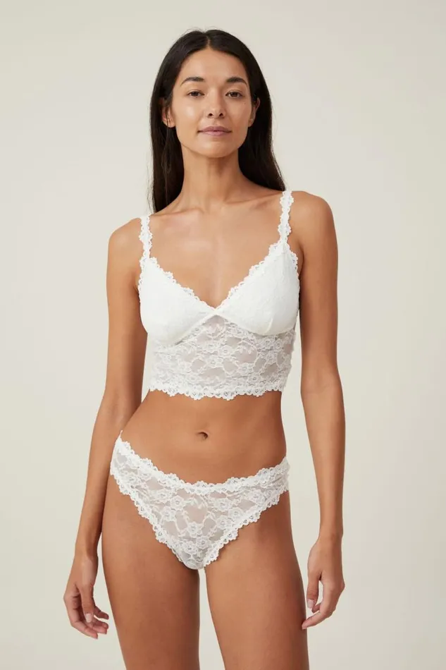Cotton On Bras Stretch Lace Longline Bralette Cream 8211 Women