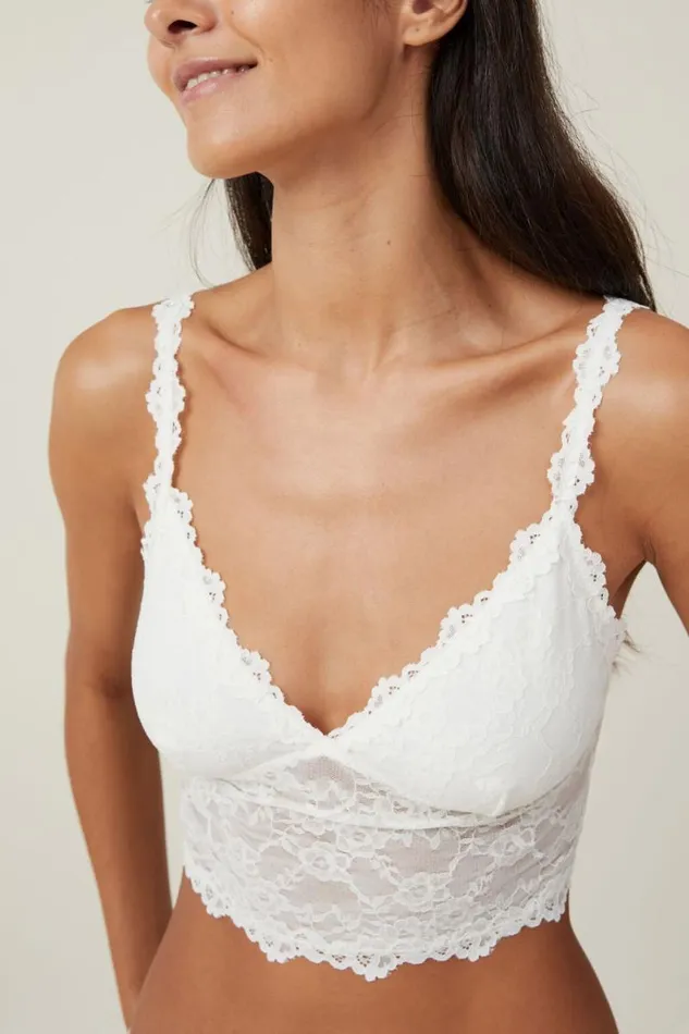 Cotton On Bras Stretch Lace Longline Bralette Cream 8211 Women