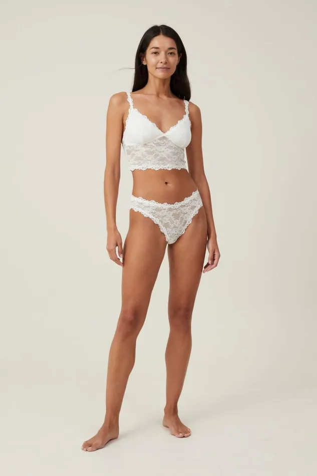 Cotton On Bras Stretch Lace Longline Bralette Cream 8211 Women