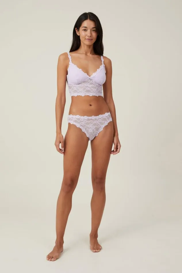 Cotton On Bras Stretch Lace Longline Bralette Lilac Breeze 8211 Women